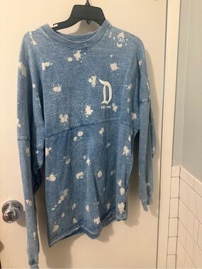 Disney Blue Bleach-Splatter Long Sleeve Sweatshirt